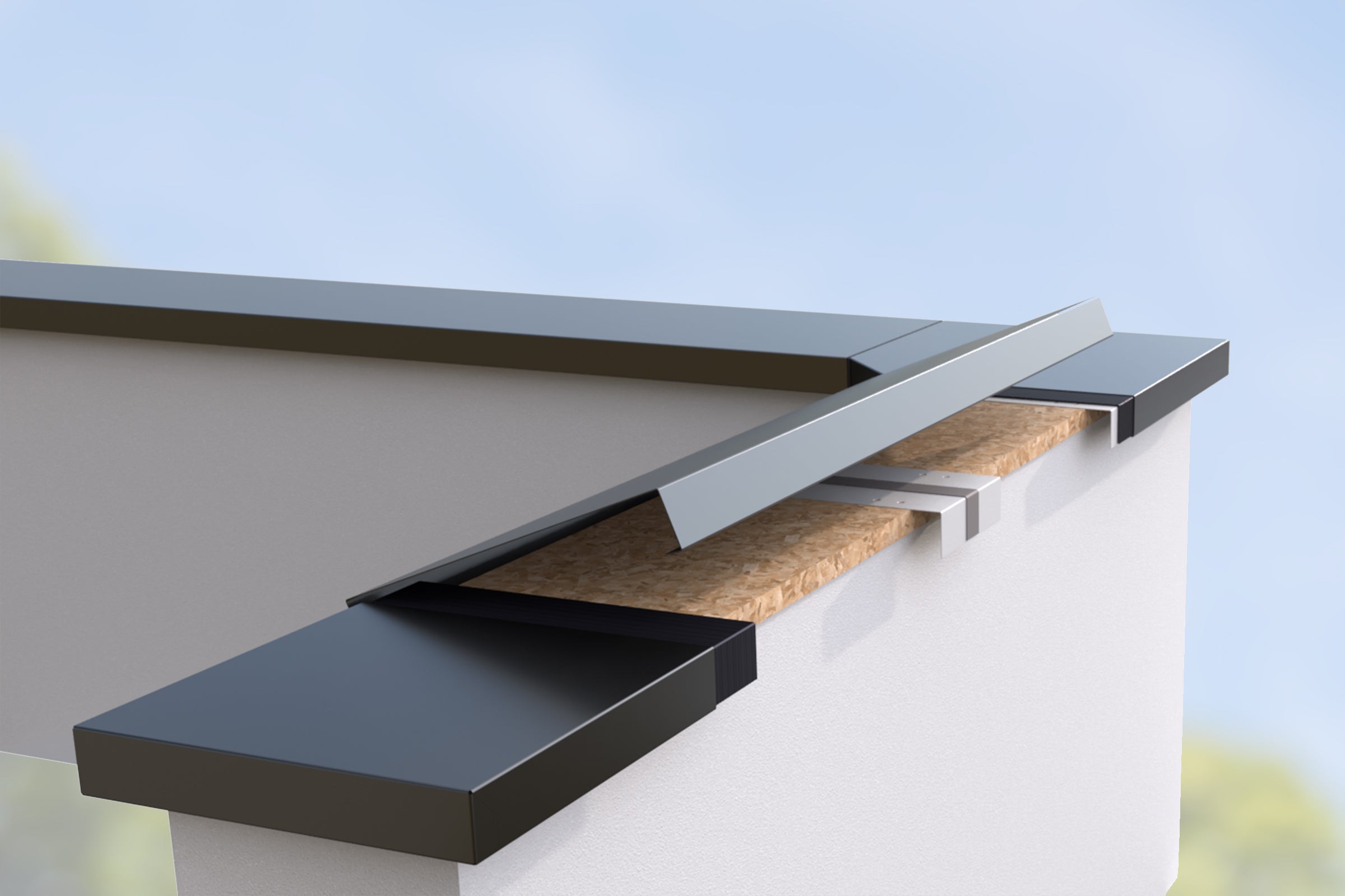 Mauerabdeckung mit Schnapphalter